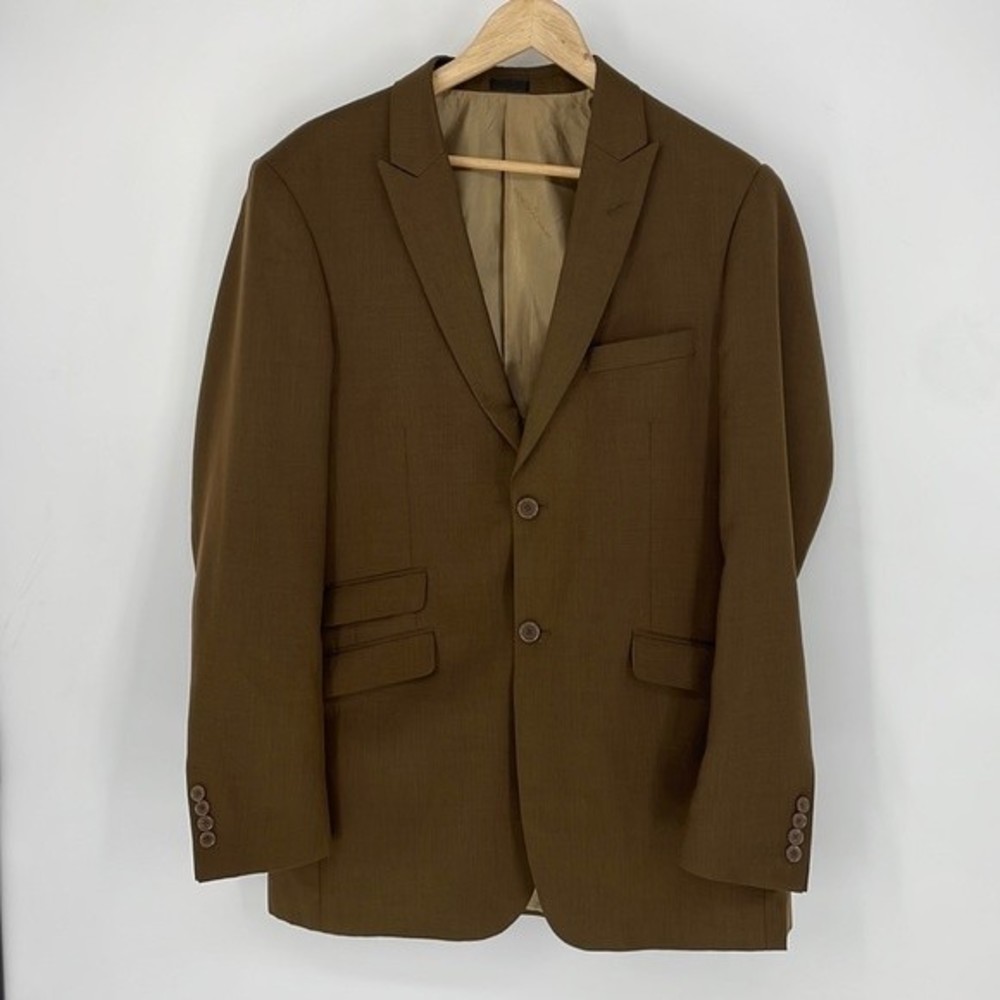 STACY ADAMS GOLD 40L suit jacket blazer dark brown & gold satin lined men's